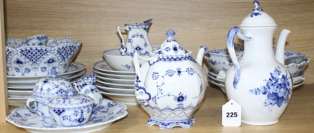 A collection of assorted Royal Copenhagen Blue Fluted tablewares